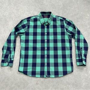 UNTUCKit Mens Long Sleeve Bonarda Blue/Green Checkerboard Button Up Shirt Sz XL